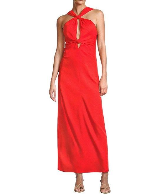 Antonio Melani Bronwyn Linen Blend Halter Neck Sleeveless A-Line Maxi Dress Product Image
