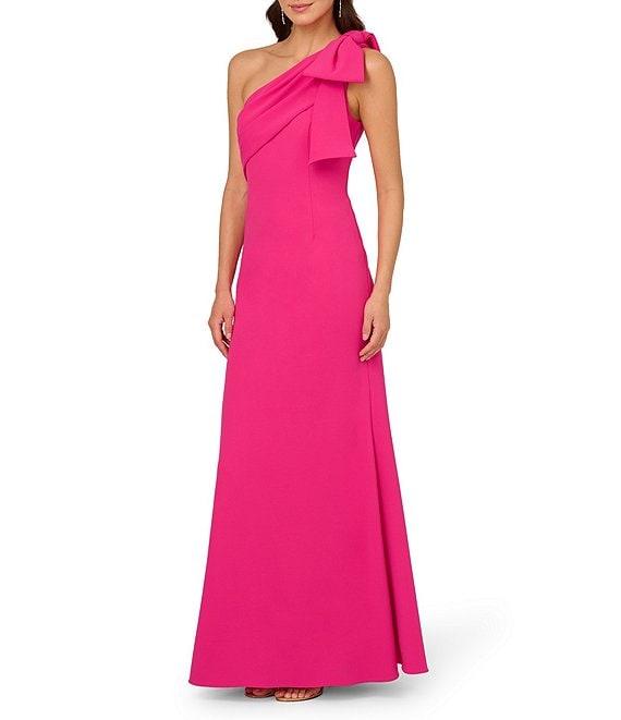 Adrianna Papell Stretch Crepe Bow One Shoulder Mermaid Gown Product Image