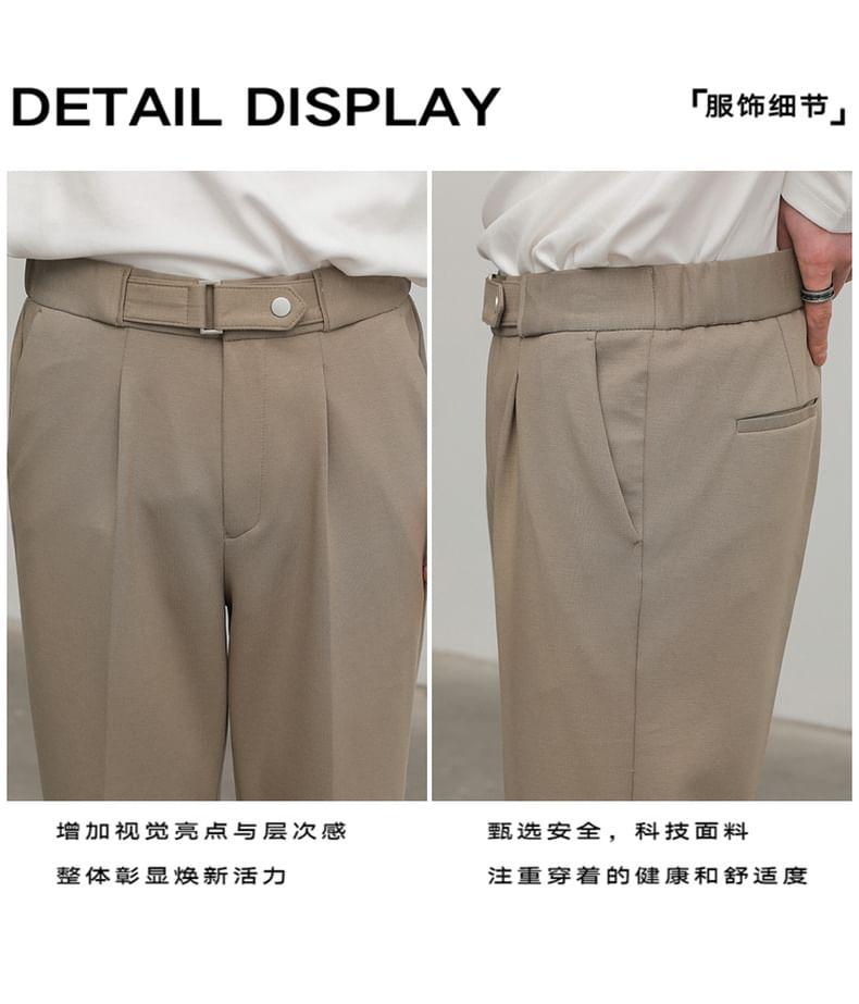 Mid Rise Plain Wide Leg Crop Dress Pants Product Image