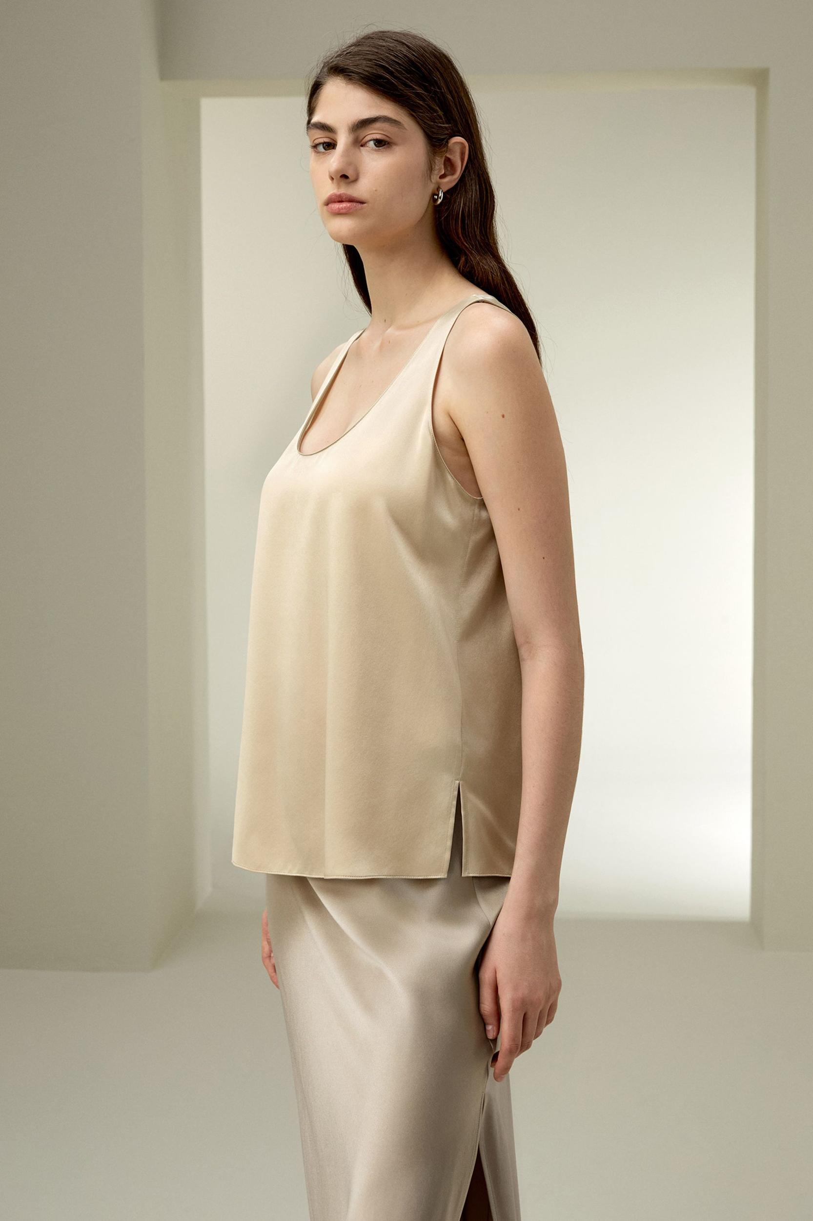 LILYSILK Silk Tank - Womens - Natural White Pure Silk - Cool A-Line Camisole XL Product Image