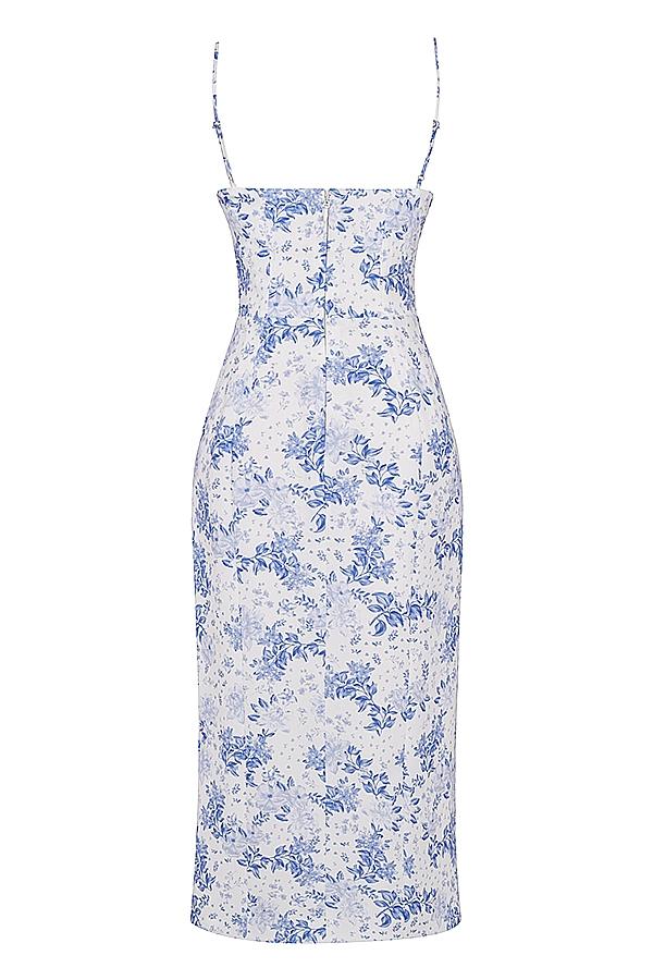 Charlotte  blue print corset midi dress Product Image