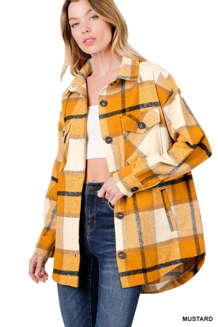 Oversized Yarn Dyed Plaid Shacket Product Image