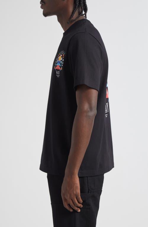 CASABLANCA Mens Casa Way Mountain Brand-print Cotton-jersey T-shirt In Black Product Image