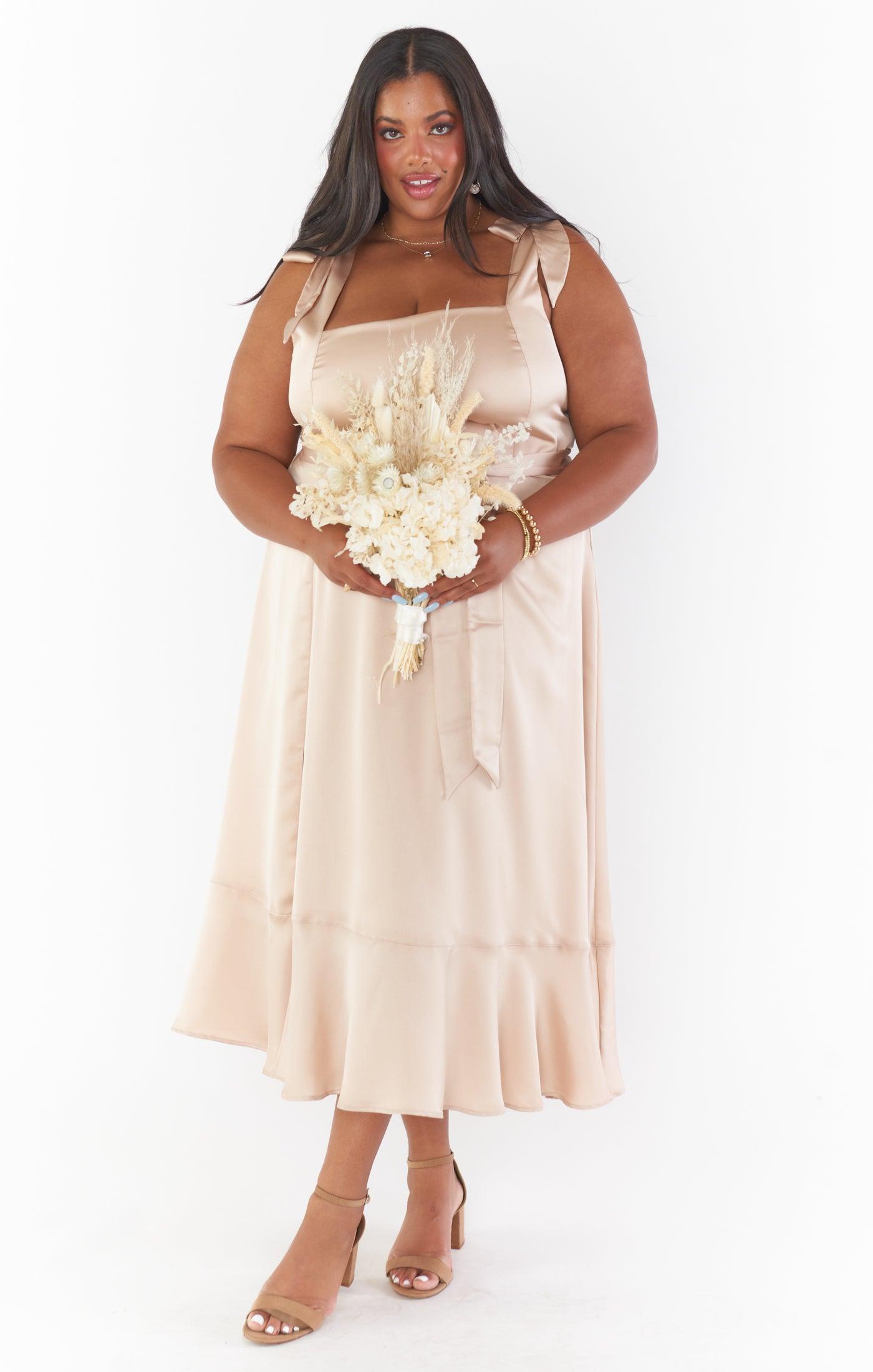 Claire Midi Dress ~ Champagne Luxe Satin Product Image