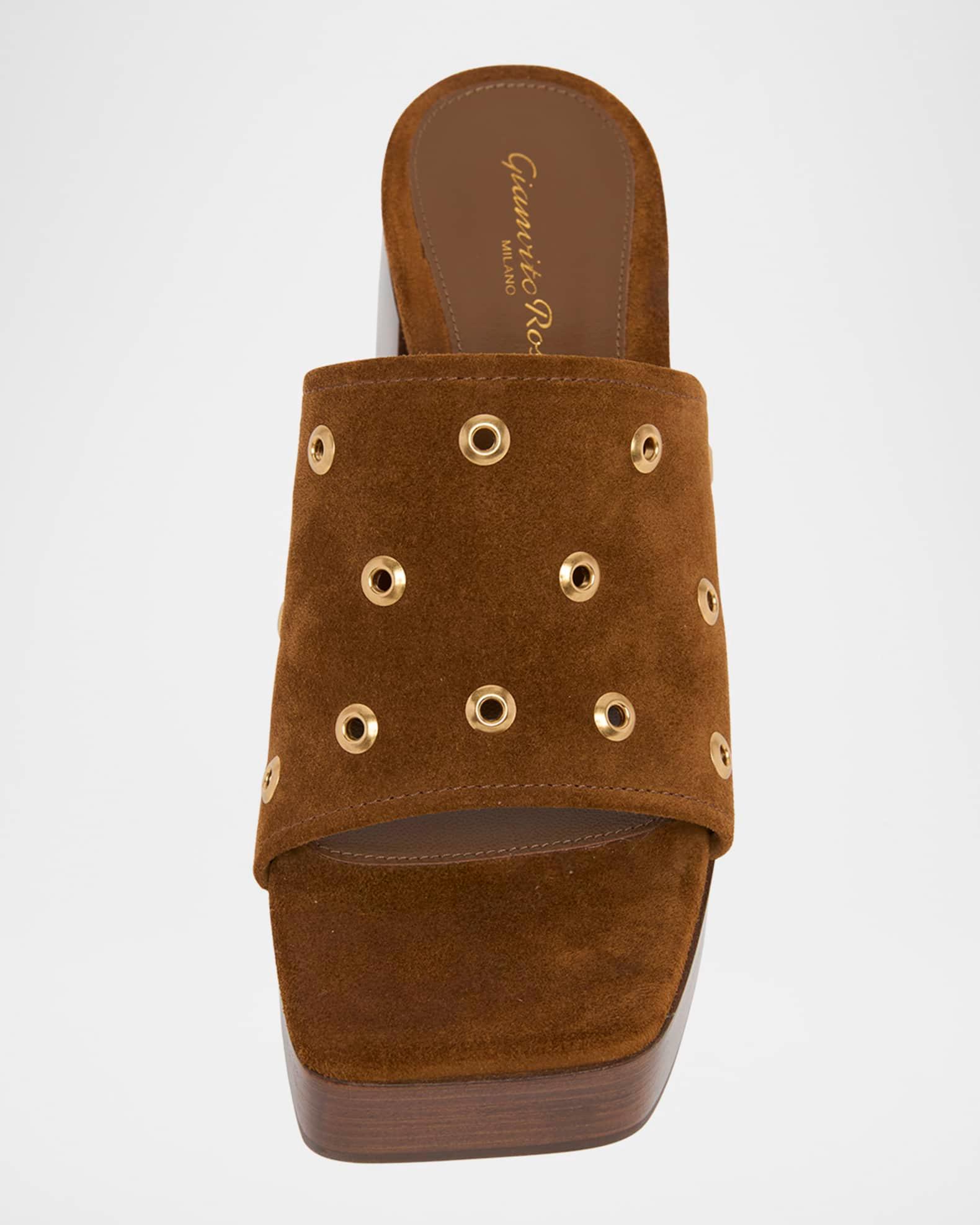 Suede Grommet Platform Mule Sandals Product Image