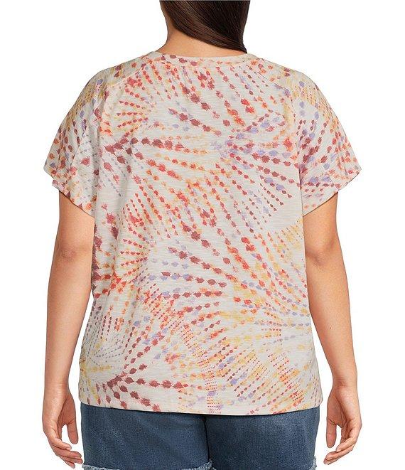 Democracy Plus Size Tie-Dye Knit Crew Neck Short Sleeve Boyfriend Tee Shirt Product Image