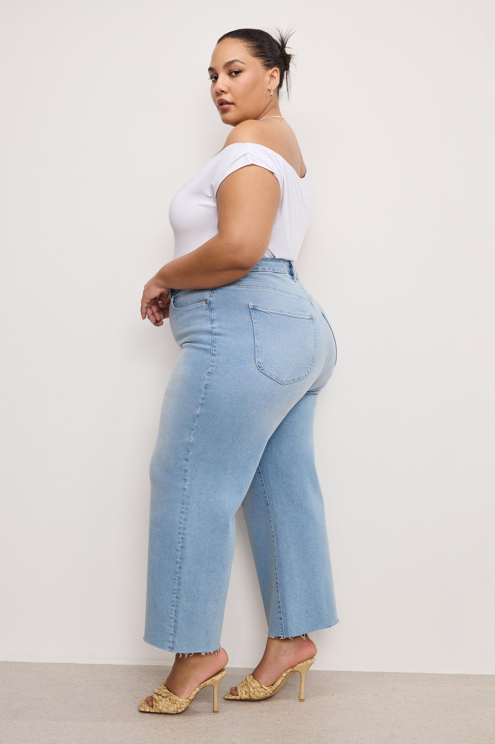 GOOD WAIST PALAZZO CROP COMPRESSION JEANS | INDIGO862 Product Image
