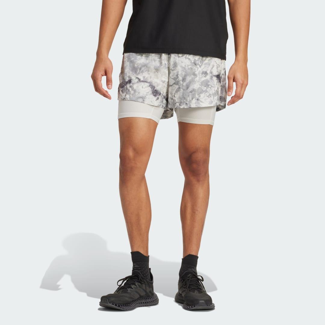 adidas Own The Run Spray Dye 2-In-1 Short Orbit Grey S Mens Product Image