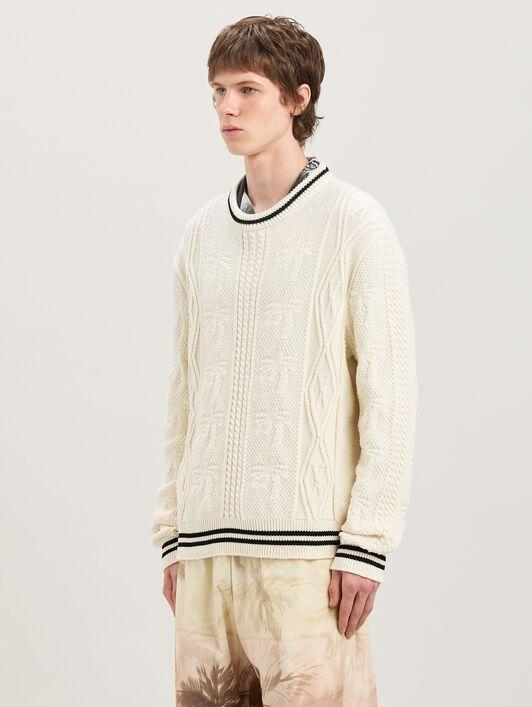 CURVED LOGO CABLE SWEATER OFF WHITE - BL Product Image