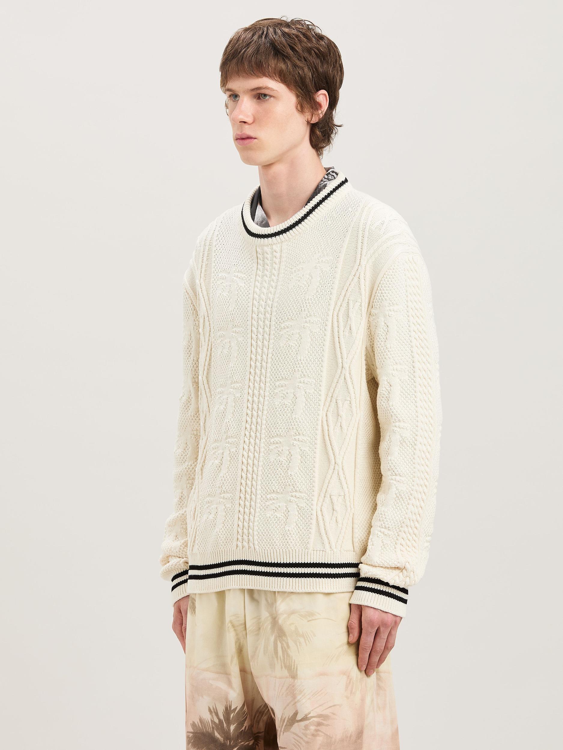 CURVED LOGO CABLE SWEATER OFF WHITE - BL Product Image