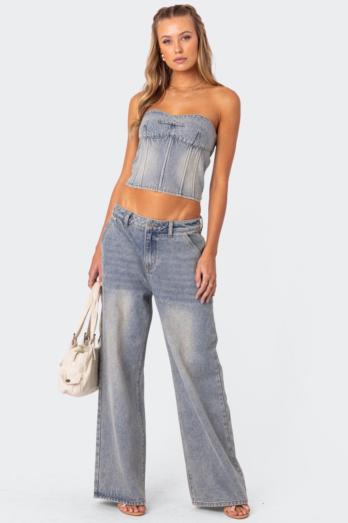 Myla Washed Low Rise Baggy Jeans Product Image