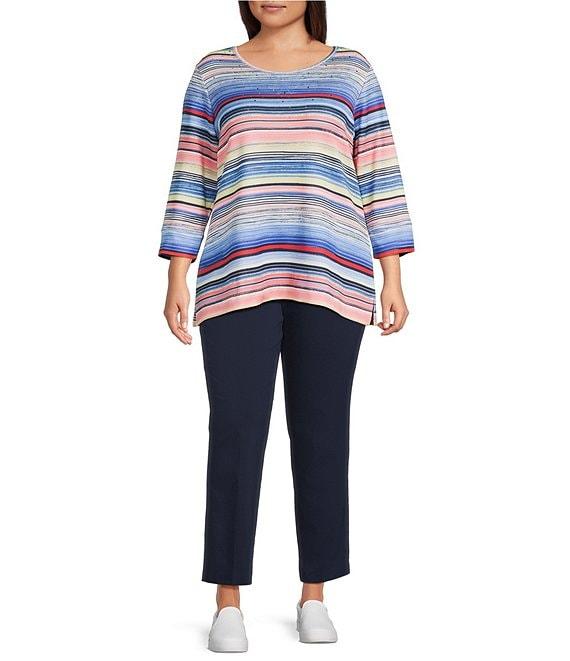 Allison Daley Plus Size 3/4 Sleeve Boat Neck Knit Top Product Image
