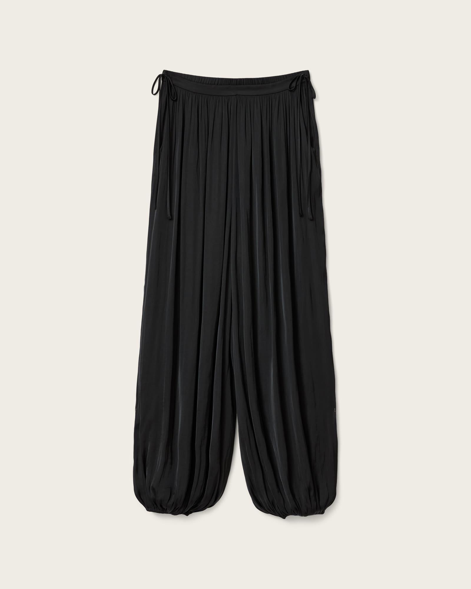 Eshe Baggy Fit Satin Pants Black | ALLSAINTS US Product Image