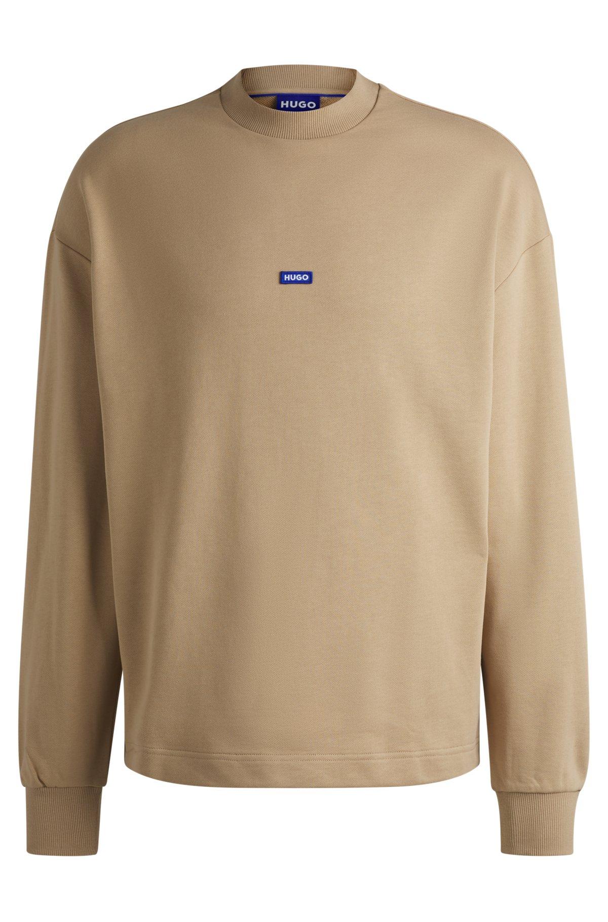 Cotton-terry sweatshirt with blue logo patch Product Image