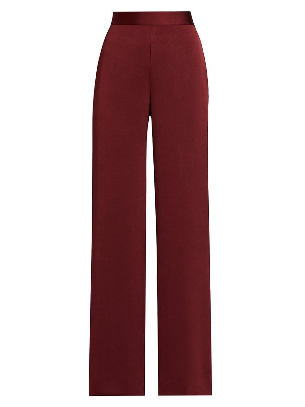 Womens Satin Wide-Leg Pants Product Image