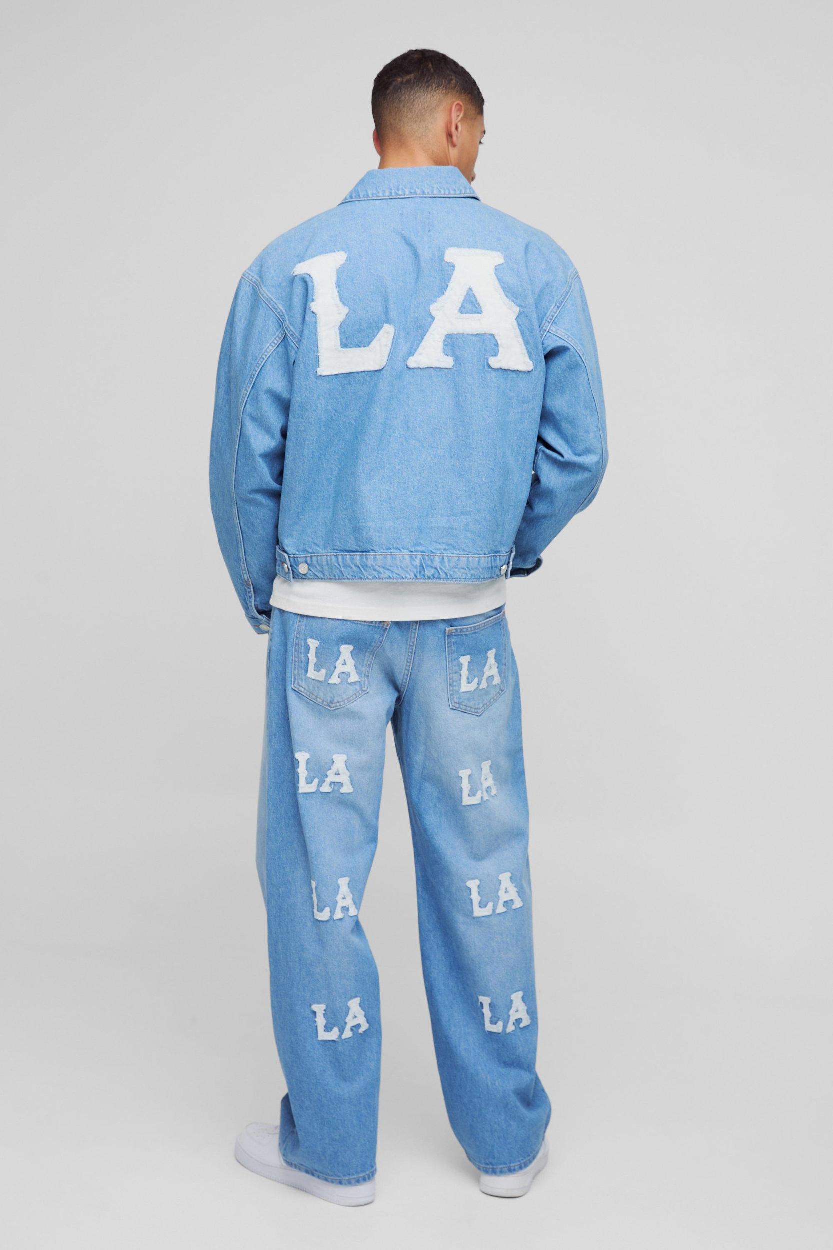 Relaxed Fit LA Applique Jeans | boohooMAN USA Product Image