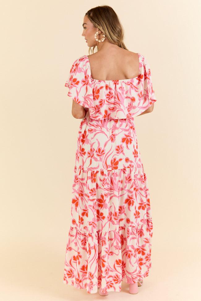 Feeling Just Fine Pink and White Maxi Dress FINAL SALE Product Image