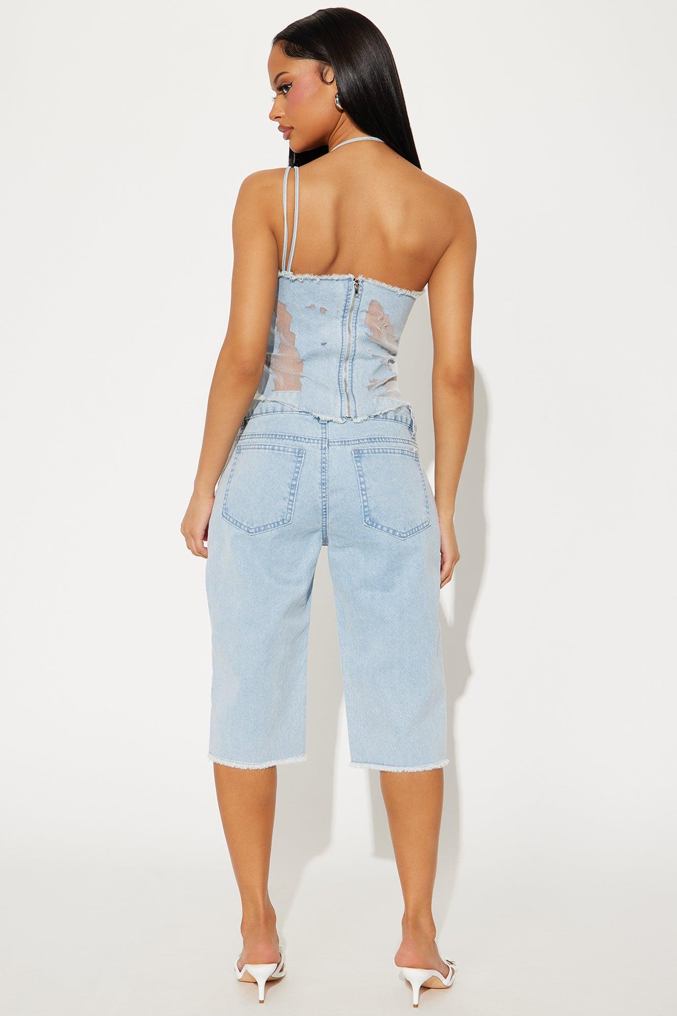 Tia Denim Capri Set - Light Wash Product Image