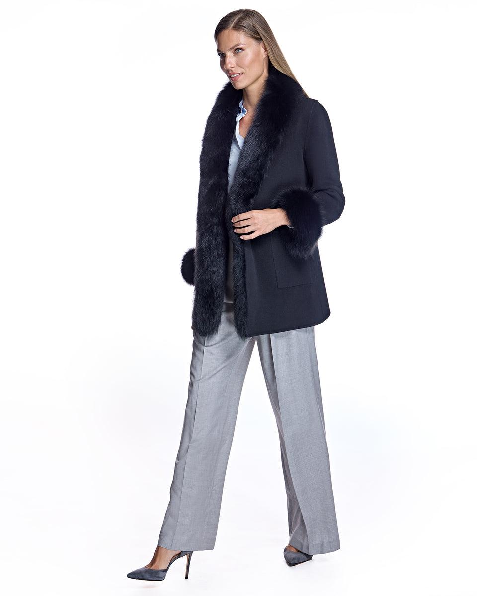 Maximilian Wool Jacket with Detachable Fur Trim Product Image