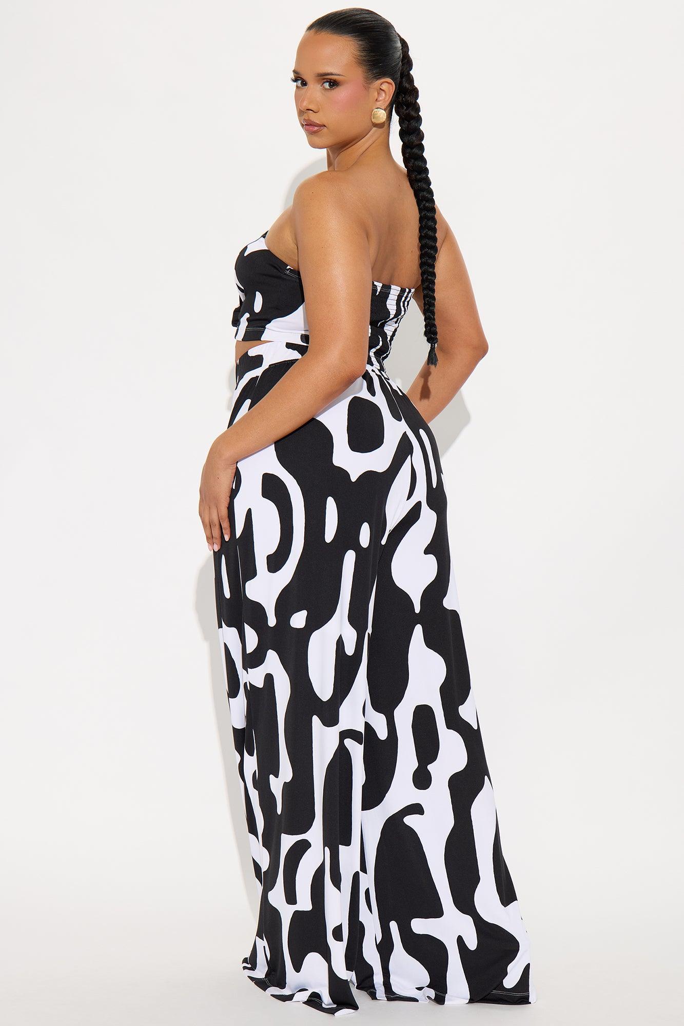 Abstract Allure Pant Set - Black/White Product Image