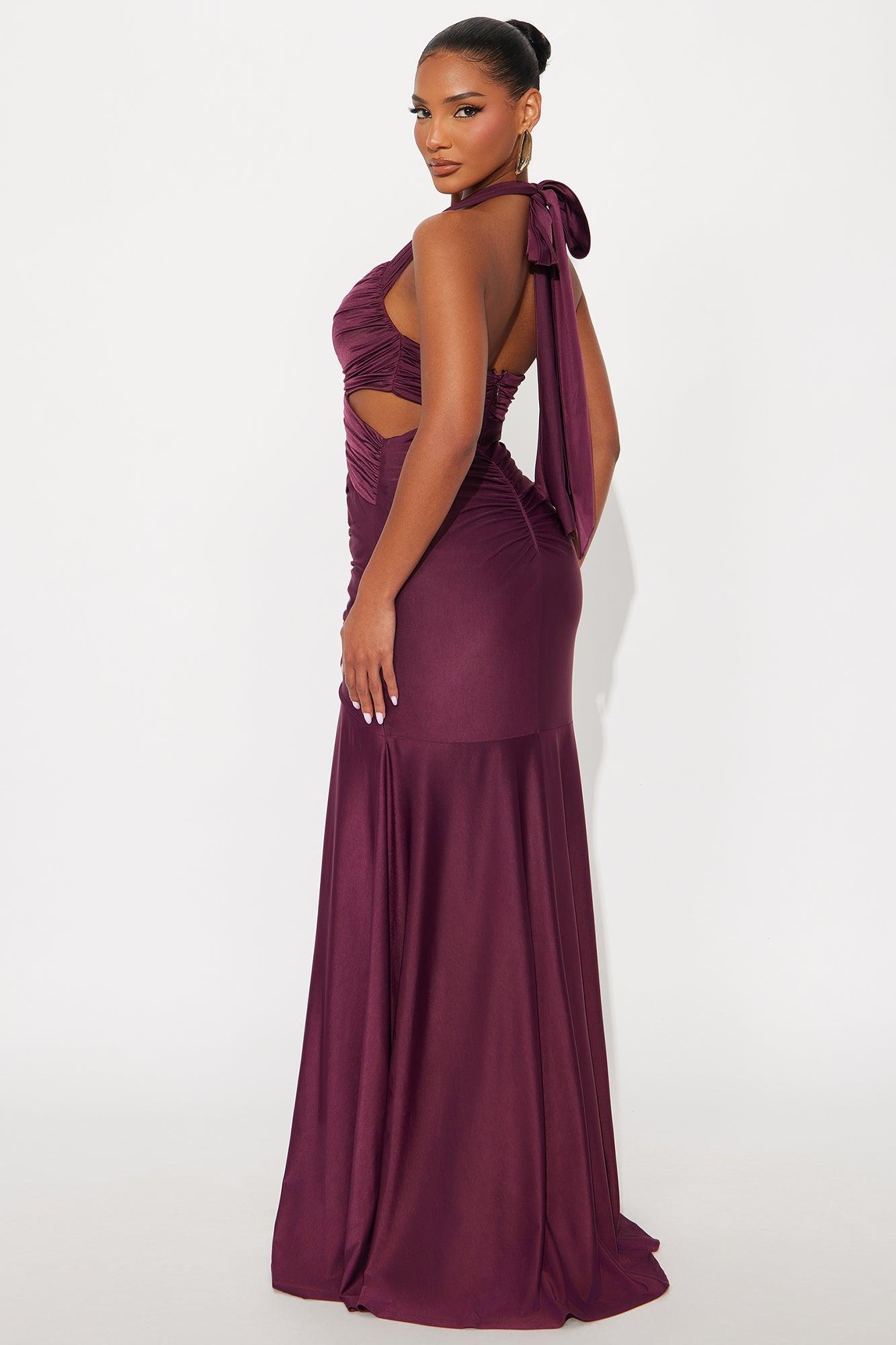 Thea Ruched Gown - Plum Female Product Image