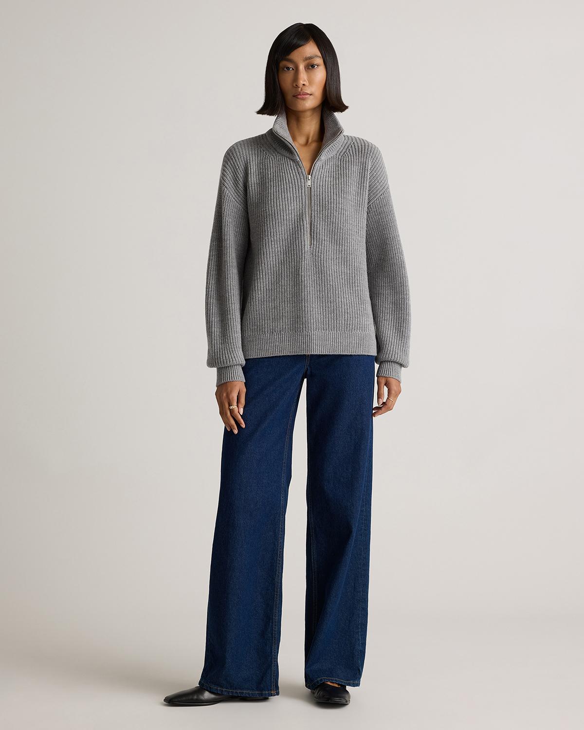 Quince | Women's Australian Merino Wool Half Zip Sweater Product Image