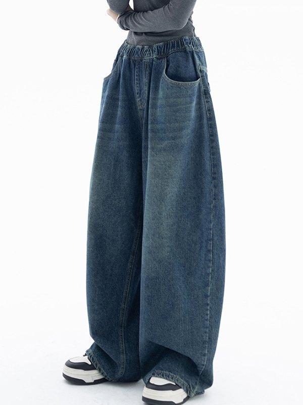 Denim Blue Baggy Boyfriend Jeans Product Image