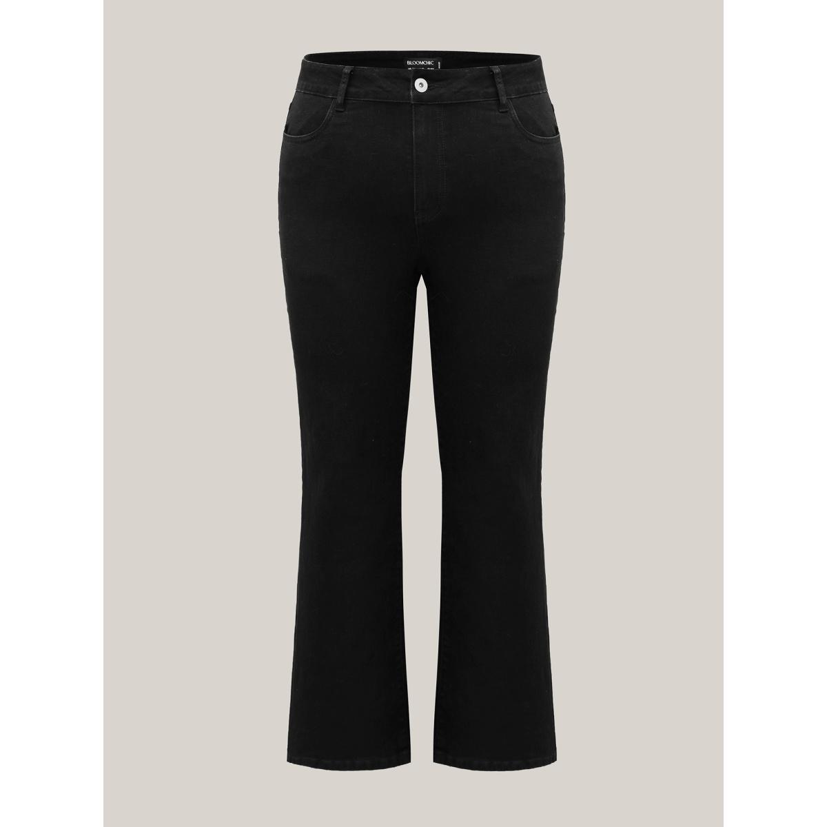 Plus Size Classic Straight-Leg High-Rise Jeans Women Denimblack Medium stretch Slanted pocket Jeans BloomChic 12/L Product Image