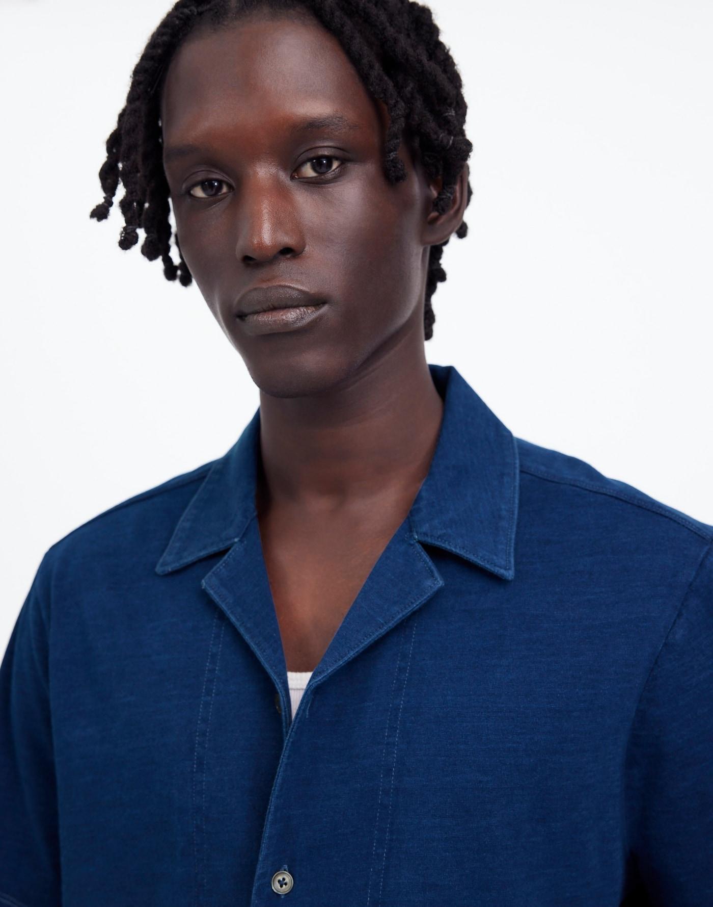 Indigo-Dyed Camp Collar Shirt Product Image