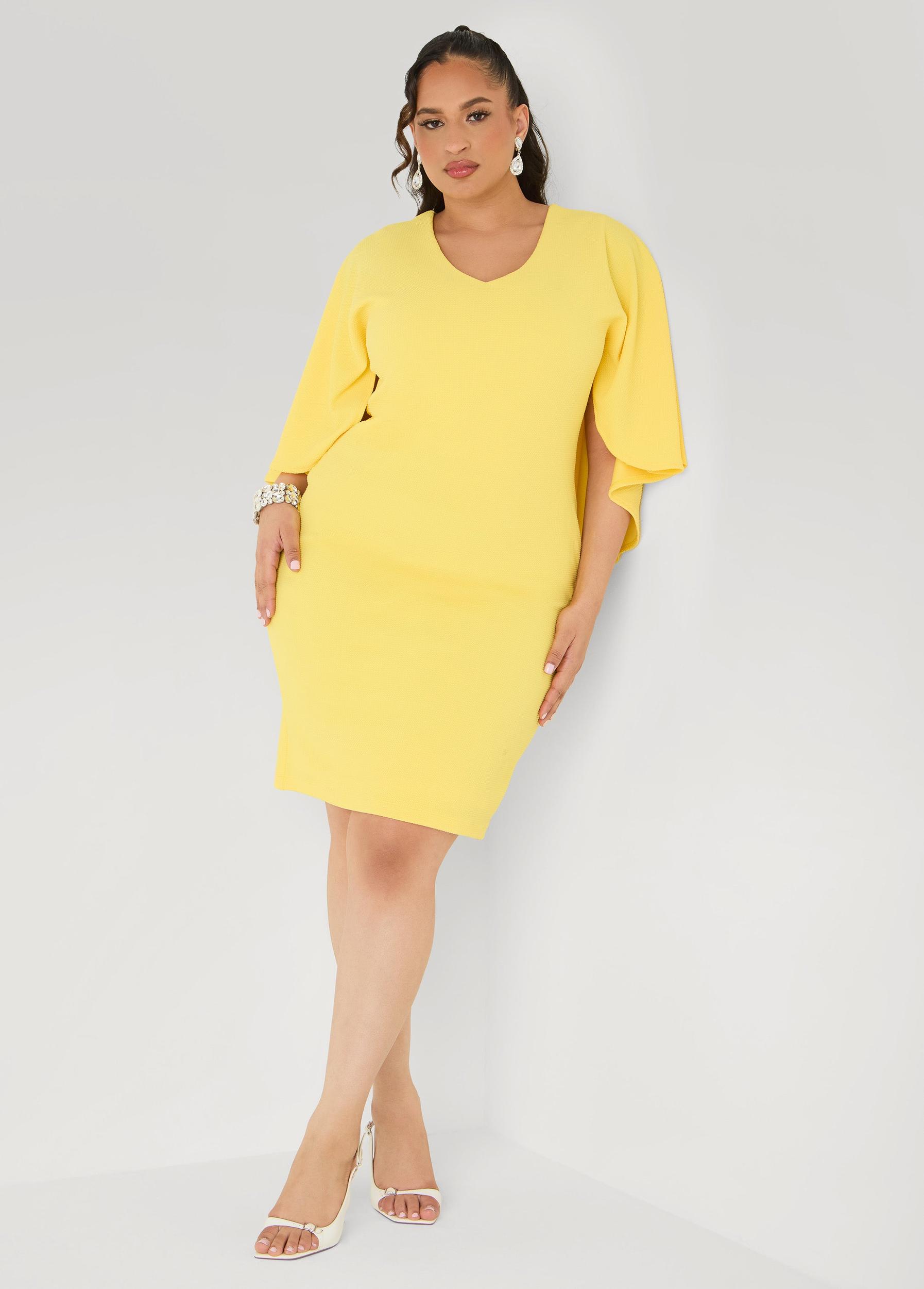 Textured Cape Sheath Dress Product Image