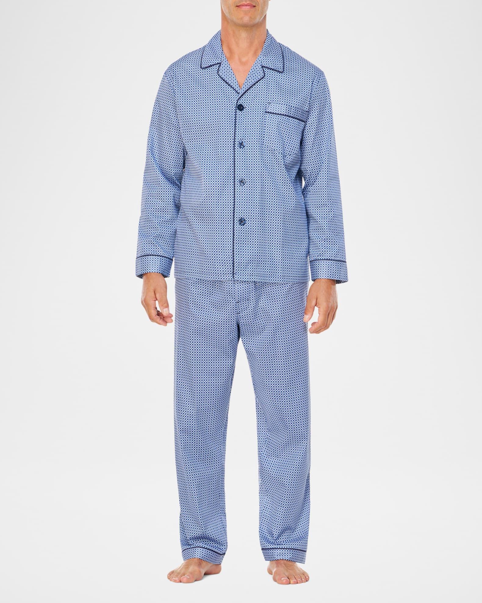 Men's Geometric Sateen Long Pajama Set Product Image