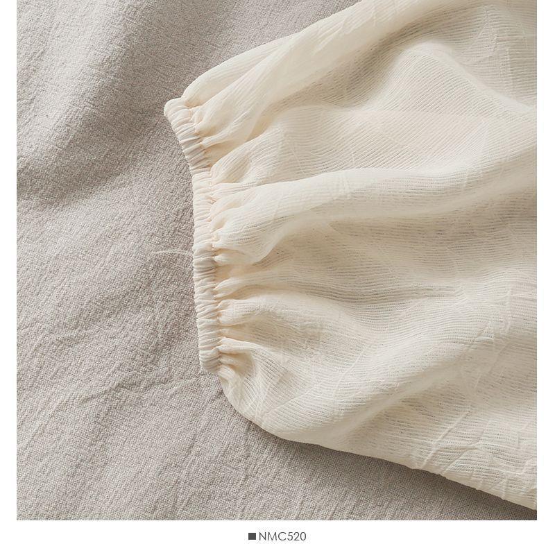 Tie-Waist Balloon-Sleeve Chiffon Cardigan Product Image