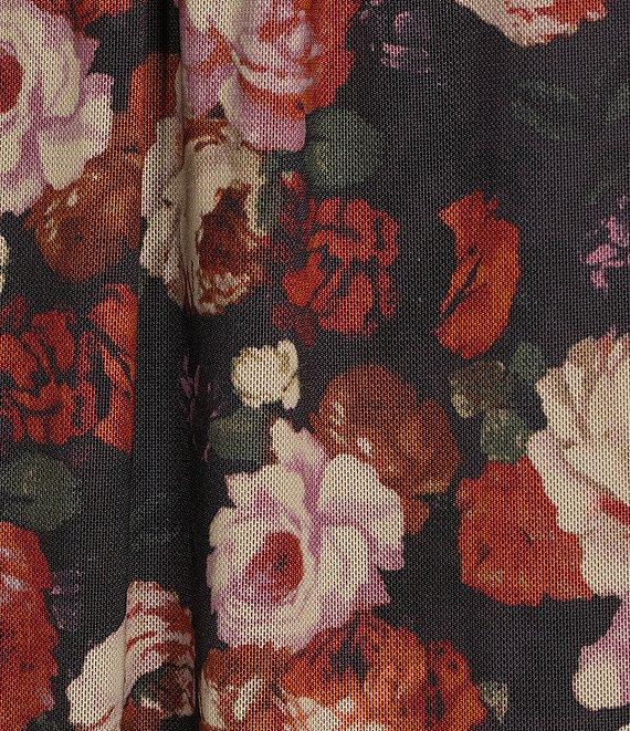 Intro Soft Mesh Rose Print 3/4 Romantic Sleeve Top Product Image