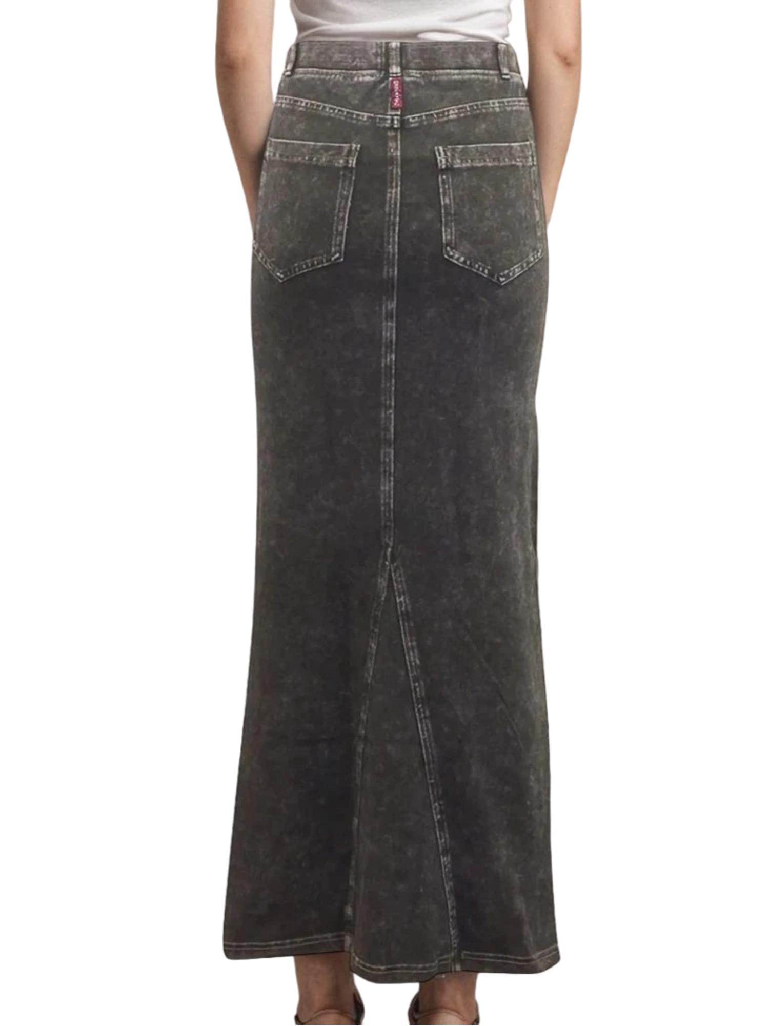 Hard Tail Long Denim Closed Slit Skirt (Style WJ-114) Product Image