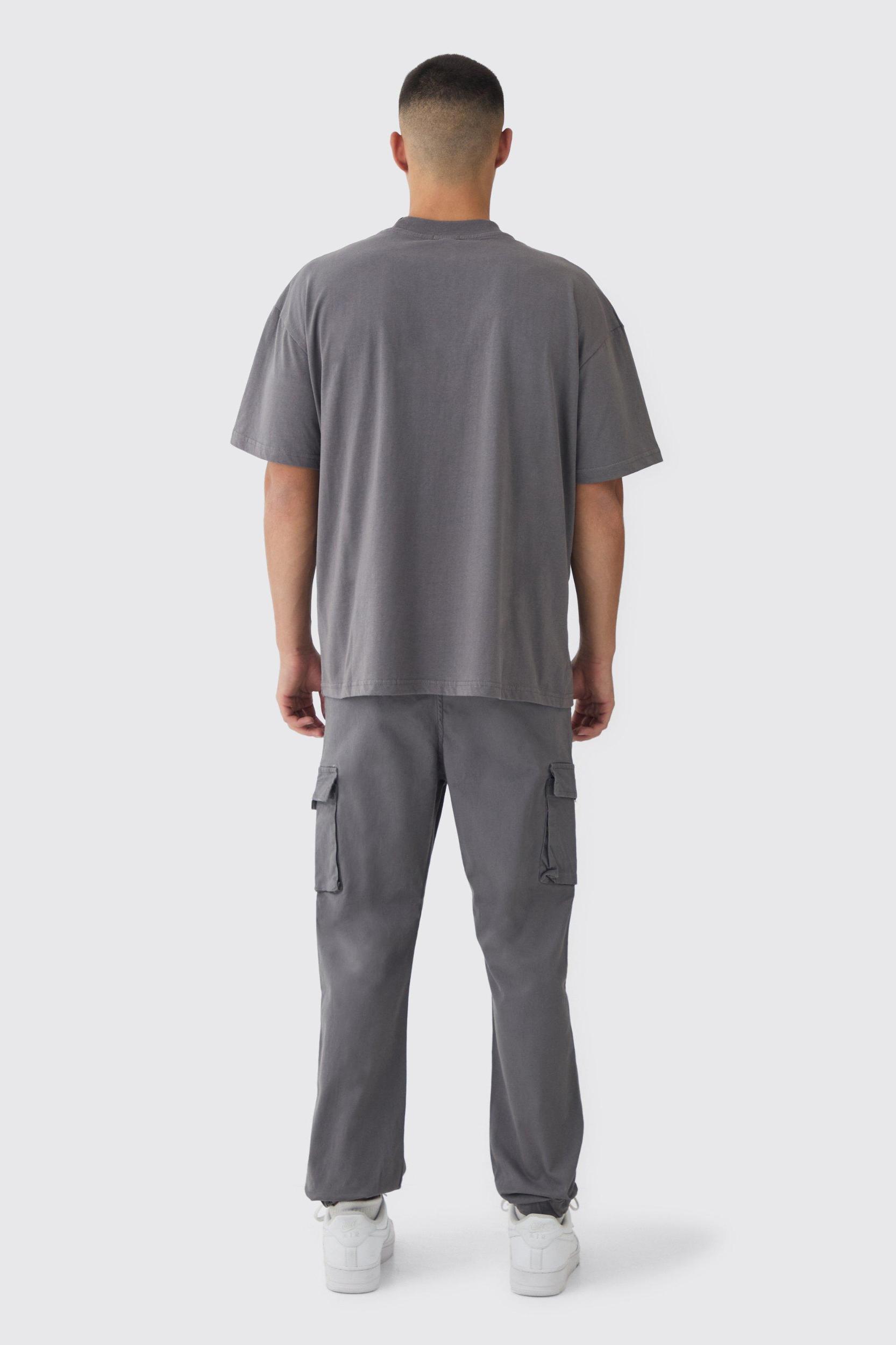 Slim Fit Elasticated Waist Woven Tab Cuffed Cargo Pants | boohooMAN USA Product Image