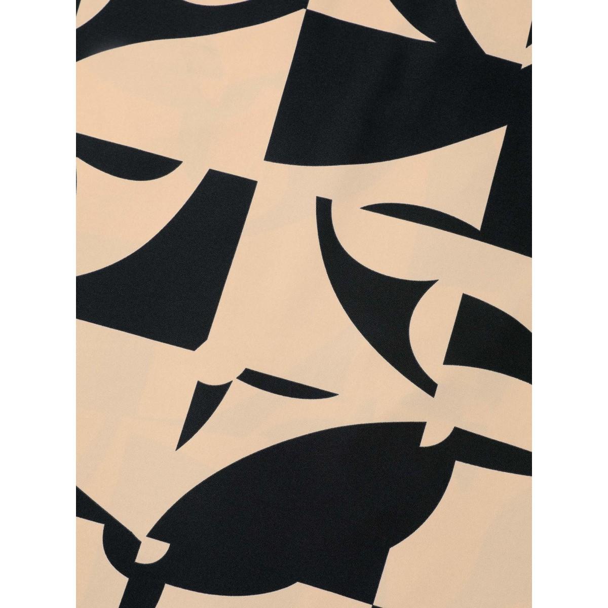 Plus Size Multicolor Geometric Pattern Tab Sleeve Flowy Blouse Women At the Office Elbow-length sleeve Round Neck Work Blouses BloomChic 14-16/1X Product Image