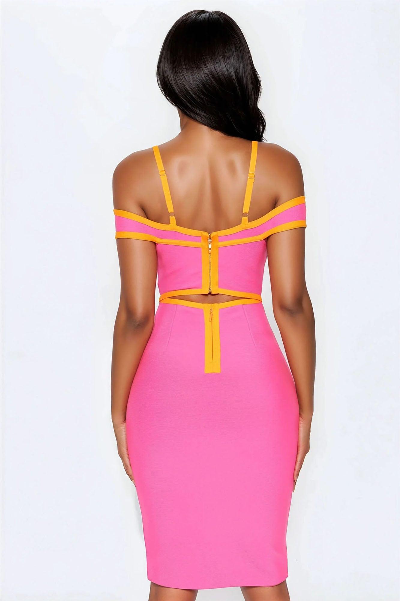 Alania Bandage Midi Dress - Hot Pink/combo Female Product Image