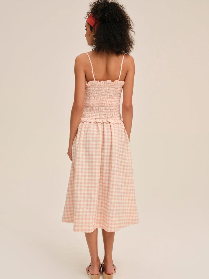 Petal Gingham Midi Dress — Pink Product Image