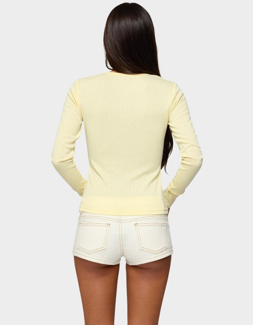 EDIKTED Maeva Button Up Pointelle Top - YELLOW Product Image