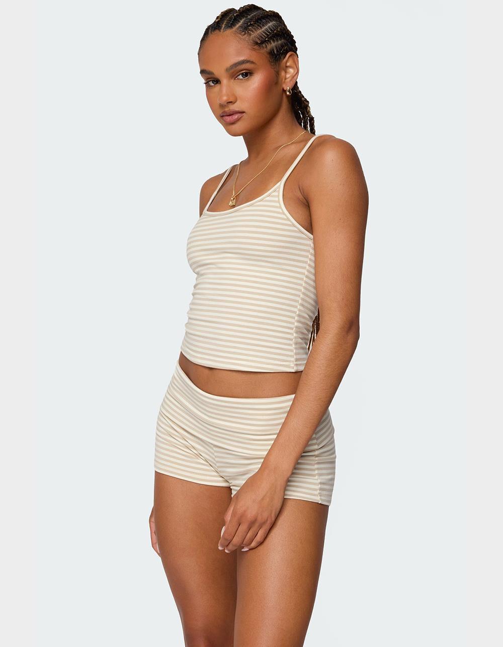 EDIKTED Kodi Striped Tank Top - BEIGE Product Image