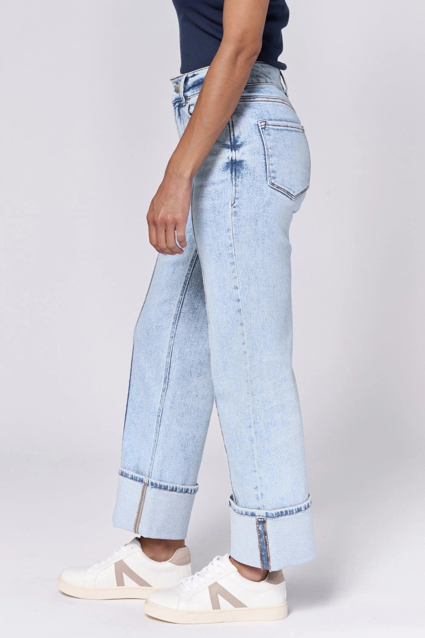 Holly High Rise Cuffed Hem Straight Jeans Product Image