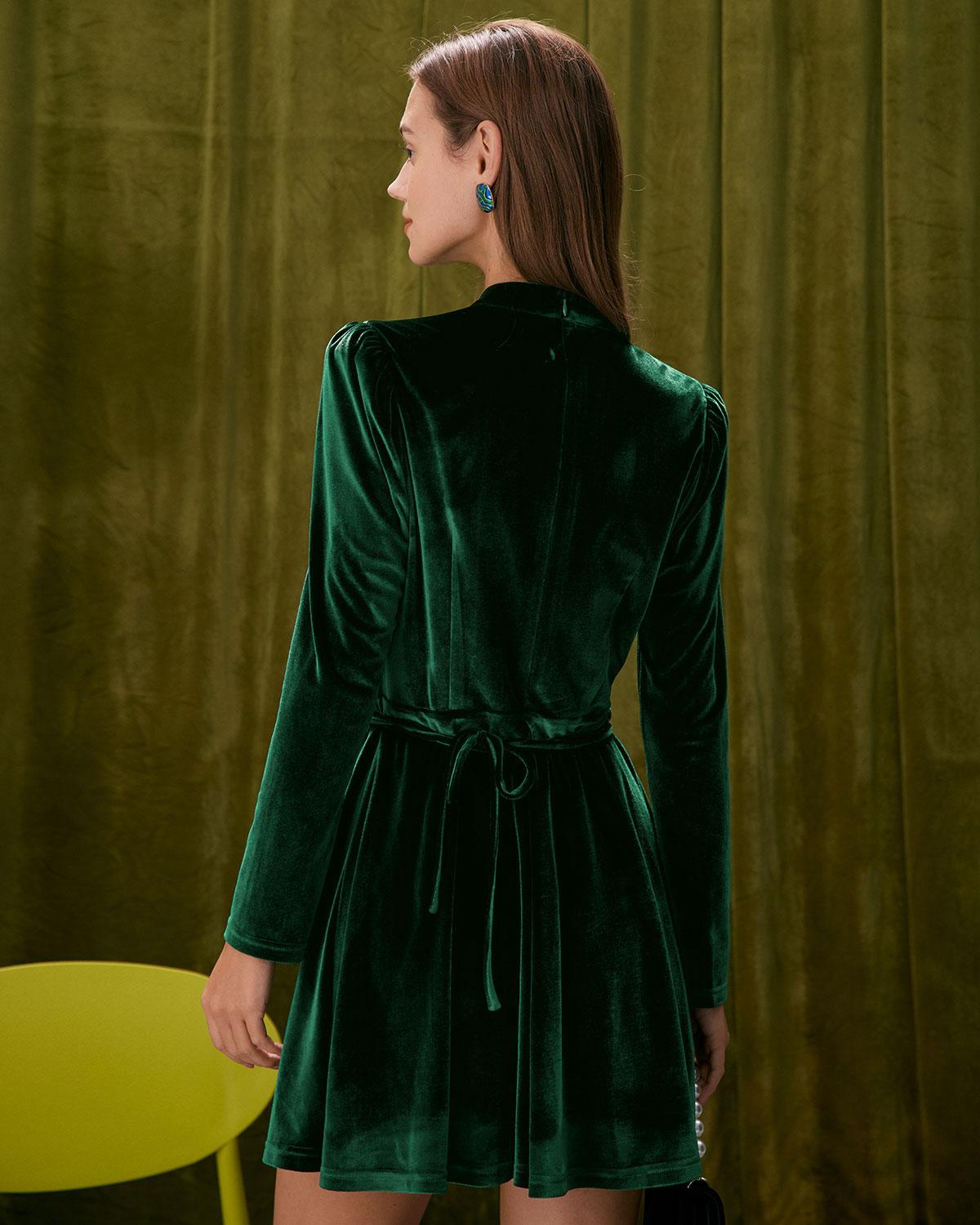 The Green Stand Cut Out Velvet Mini Dress Product Image