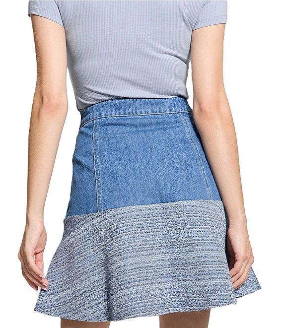 Guess Elsie High Rise Tweed Mix Coordinating Denim Skirt Product Image