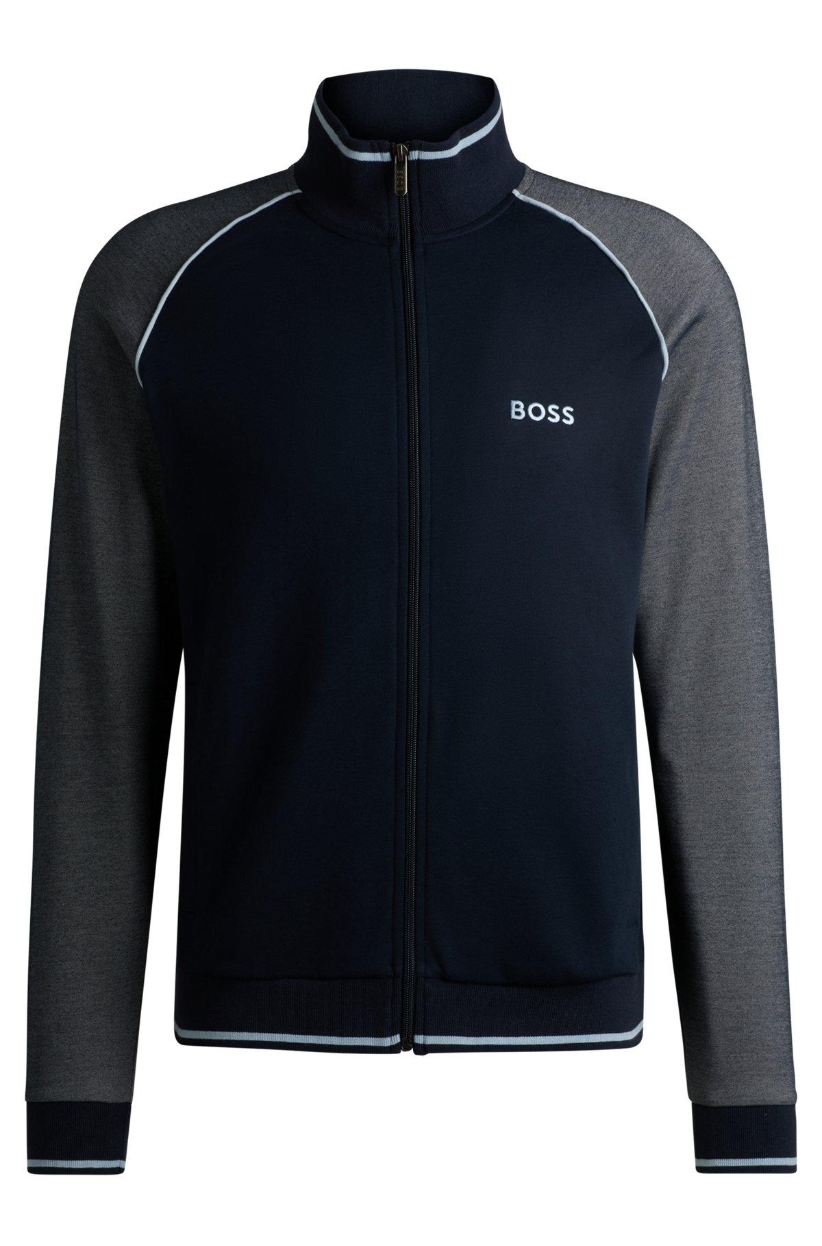 Cotton zip-up jacket with contrast piping Product Image