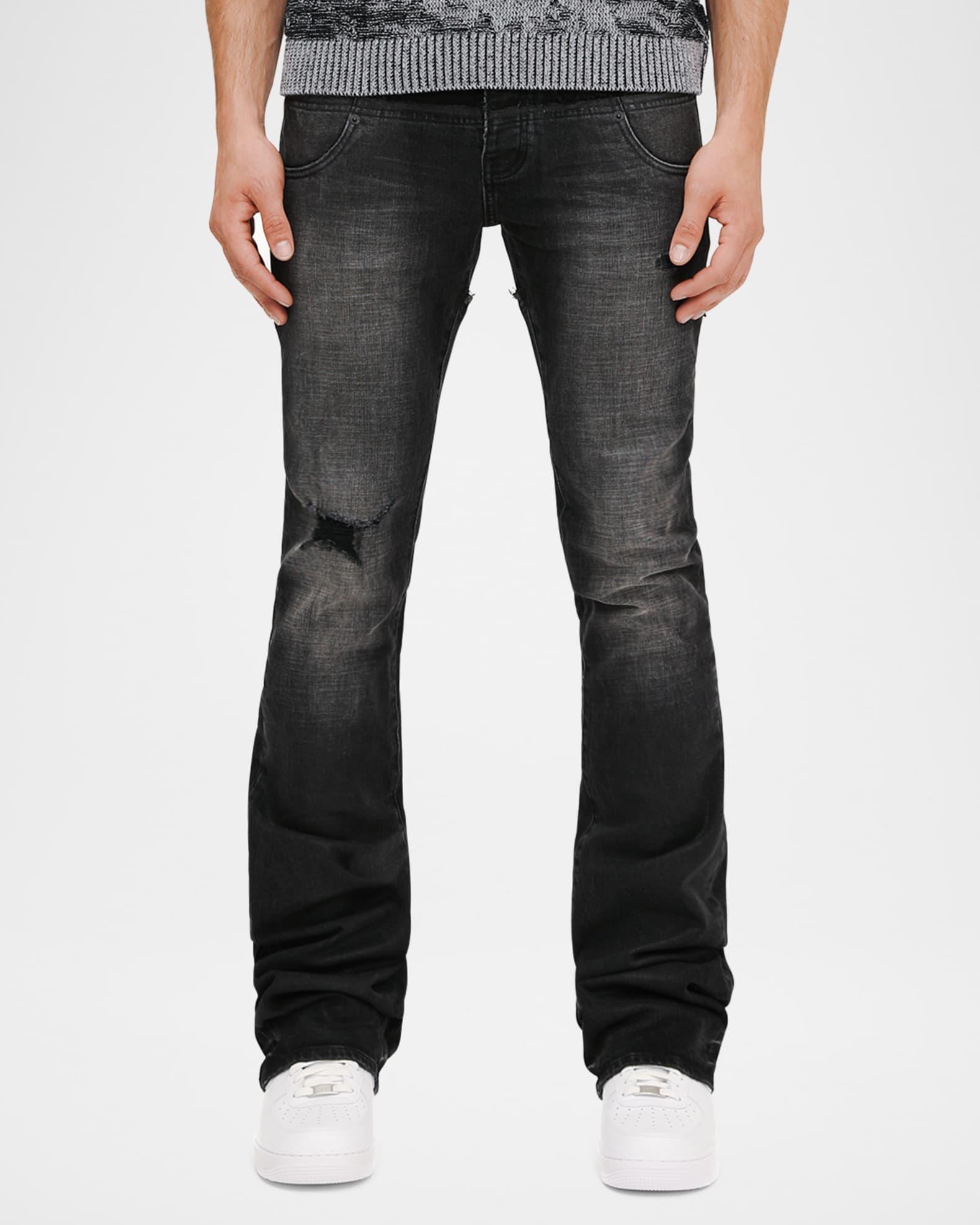 Men's Coated Double-Waist Flare Jeans Product Image