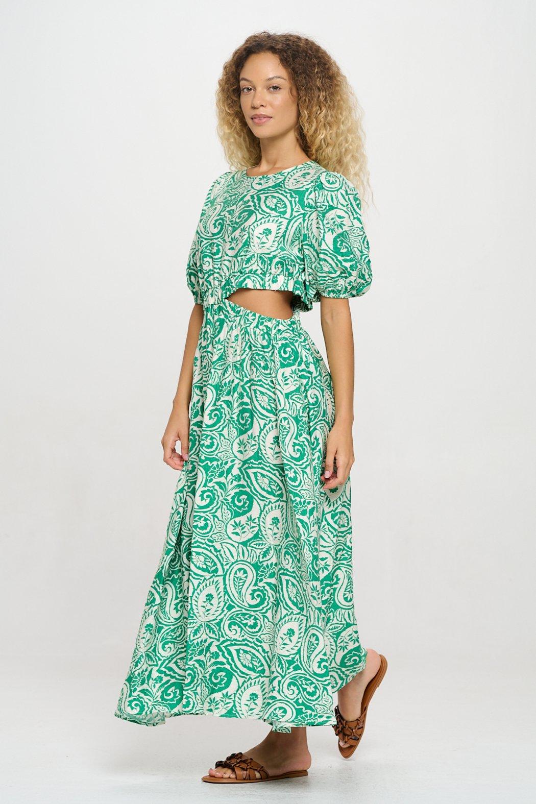 Verdant Paisley Cut-Out Maxi Dress Product Image