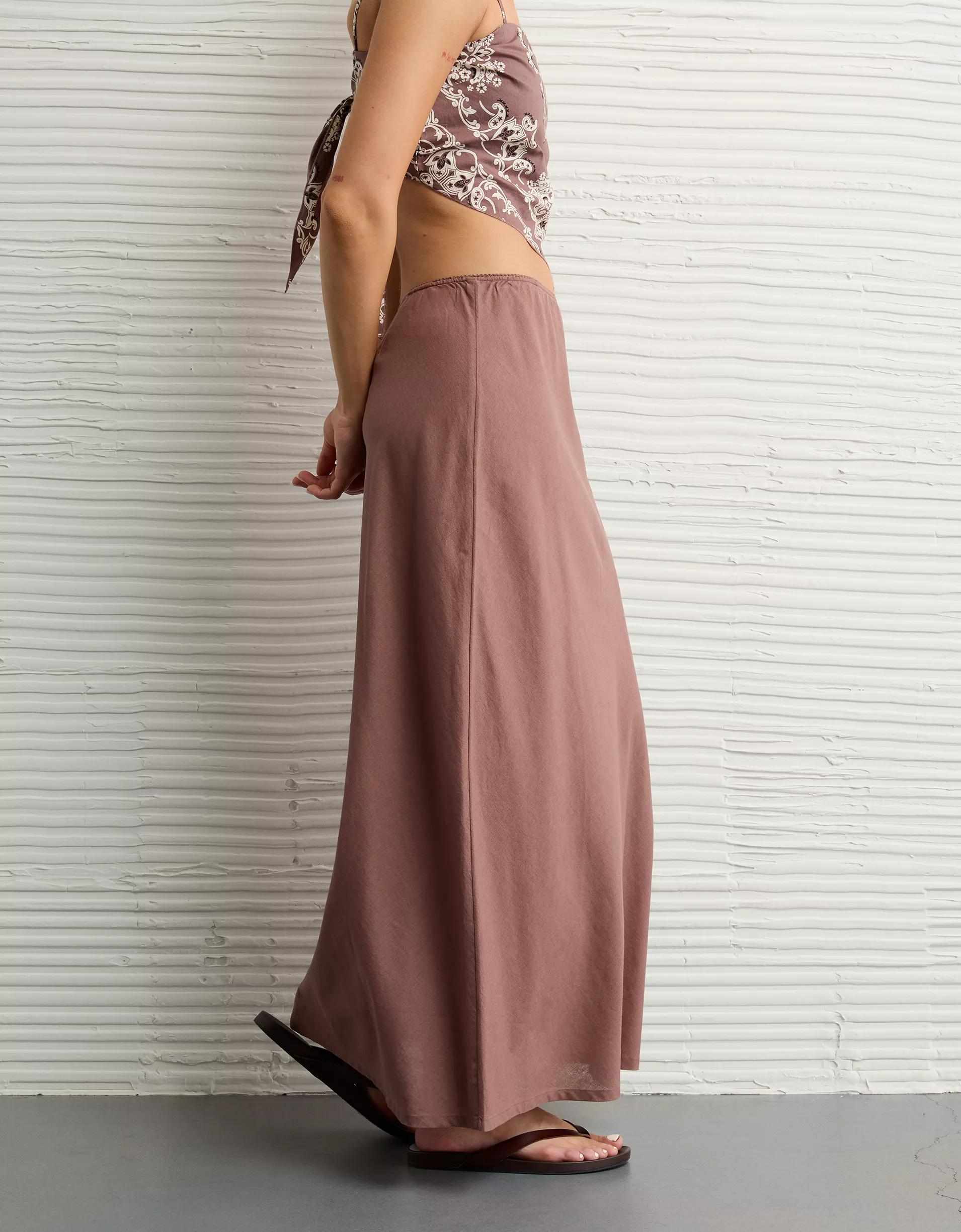 AE High-Waisted Linen-Blend Maxi Skirt Product Image