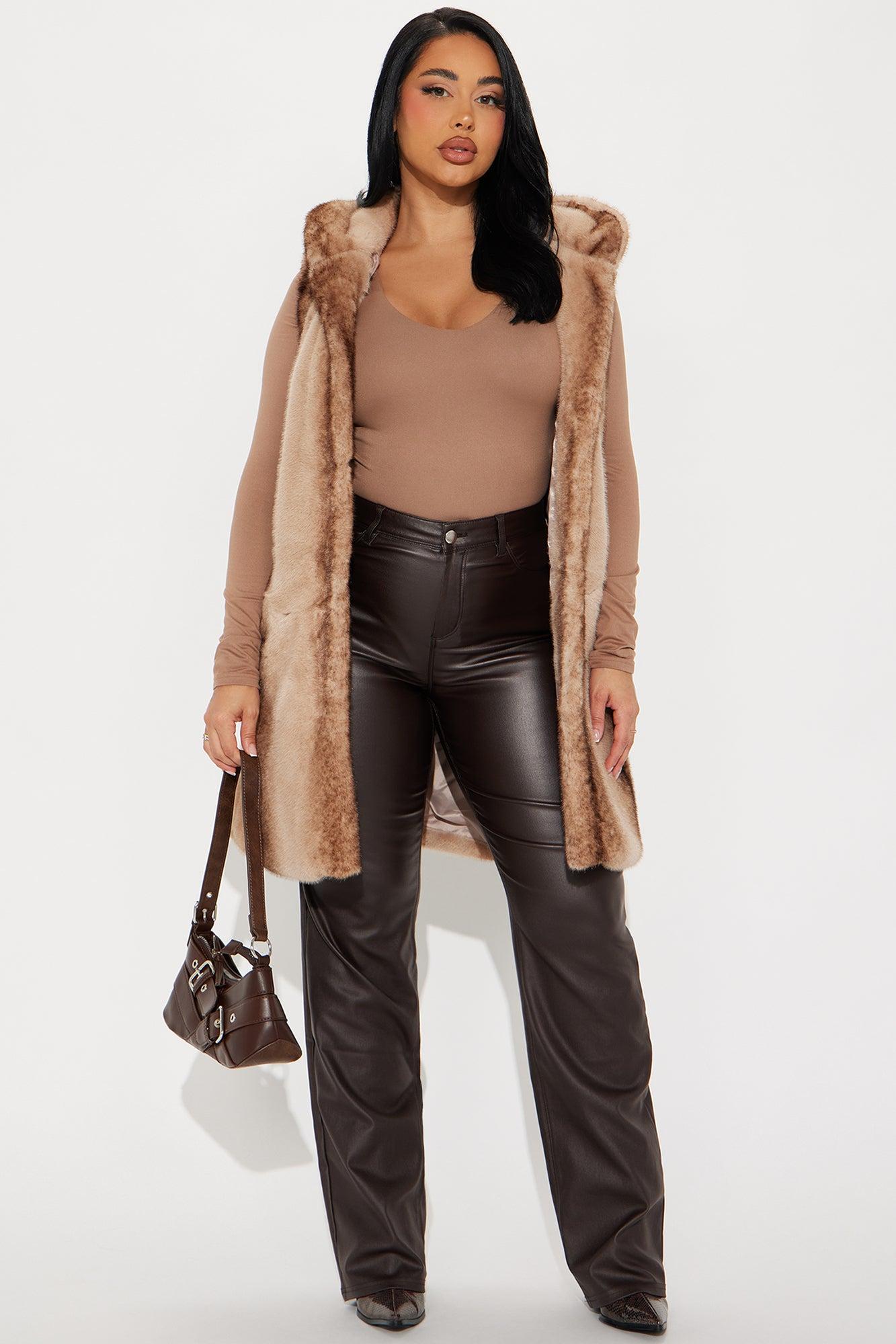 Hug Tight Faux Fur Vest - Brown Product Image
