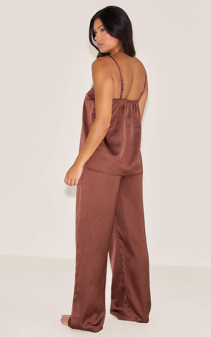 Chocolate Satin Cami And Pant Pj Set Product Image