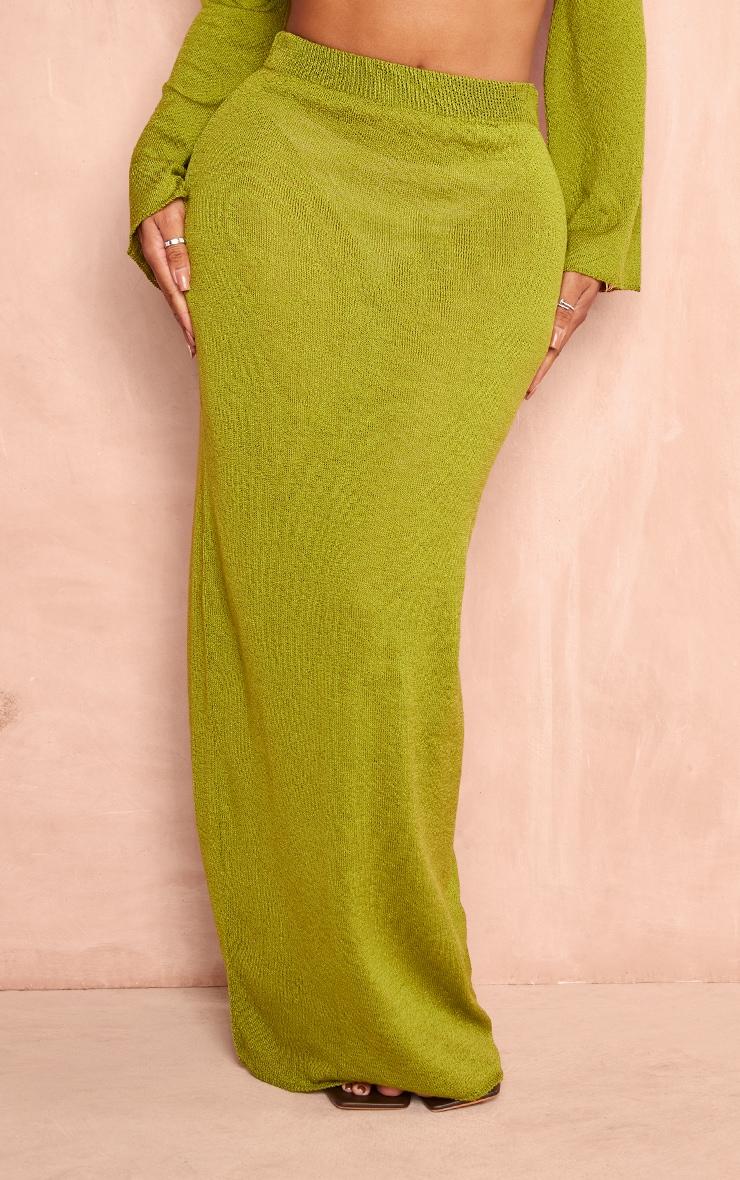 Shape Olive Knit Low Rise Maxi Skirt Product Image